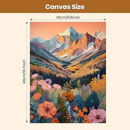 TCDZMYGS 2 Pack Flowers Paint by Numbers Kit for Adults Beginner,Mountain Paint by Number Kits Without Frames,DIY Acrylic Oil Painting by Numbers for Home Wall Decor 11.8 x 15.7 inch - Image 5