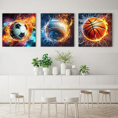 YOLENIX Paint by Numbers for Adults and Kids, 3pack Ball Games Painting by Number Kits On Canvas, Number Artist Paint by Number Kit Funny DIY, Home Wall Decor, Gifts 14X14inch - Image 2