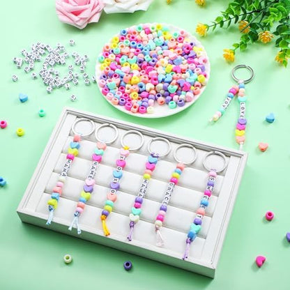Landical 564 Pcs DIY Bead Keychain Kit Name Beads Craft Heart Bag Charm Set - Image 3
