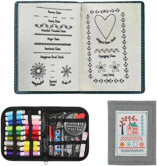 Mirfa Ultimate Embroidery Learning Book, DIY Embroidery Stitch Kit with Complete Sewing Kit, 106 Patterns for Sewing Enthusiasts, Sewing Practice Guide for Adults, Hobby Crafting, Knitting & Weaving by Mirfa