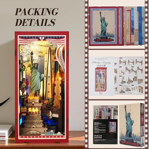 Book Nook Kit for Bookshelf — Arcane Spire Magical Castle 3D Wooden Puzzle, DIY Miniature Dollhouse with LED Lights, Fantasy Book Shelf Insert Decor (Liberty's Legacy) - Image 4