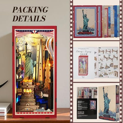 Book Nook Kit for Bookshelf — Arcane Spire Magical Castle 3D Wooden Puzzle, DIY Miniature Dollhouse with LED Lights, Fantasy Book Shelf Insert Decor (Liberty's Legacy) - Image 4