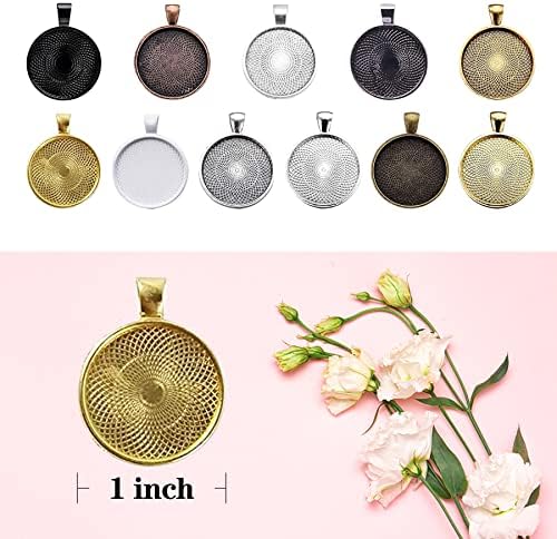 110Pcs Pendant Trays, Round Tray Set, Alloy Tray Charms Bulk, Bezel Pendant Trays for Homemade Jewelry and Necklaces, DIY Crafts, Resin Art, Paint Pour Skins, Costume Jewelry - Image 2