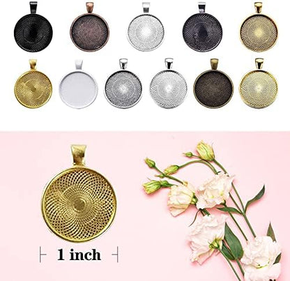 110Pcs Pendant Trays, Round Tray Set, Alloy Tray Charms Bulk, Bezel Pendant Trays for Homemade Jewelry and Necklaces, DIY Crafts, Resin Art, Paint Pour Skins, Costume Jewelry - Image 2