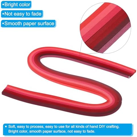 PATIKIL 240pcs Rainbow Quilling Strips Paper 3/16"(5mm) 21"(53cm) Origami Paper Quilling Strip for Art DIY Craft Christmas, Red - Image 3