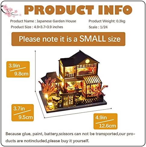 CUTEBEE Dollhouse Miniature with Furniture, DIY Wooden Dollhouse Kit Plus Dust Proof, Creative Room Idea (Japanese Garden House) - Image 2