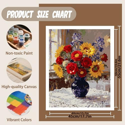 XTCIXAL Paint by Numbers Kit for Adults, Flowers, 16X20 Inch - Image 4
