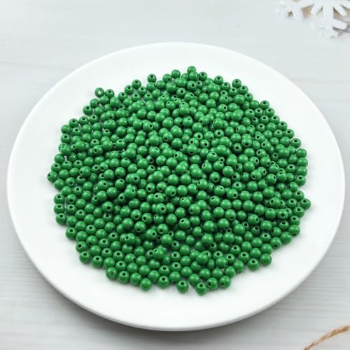 700pcs Acrylic Round Beads for Crafts 6mm Resin Candy Color Spacer Beads with Hole for Jewelry Making Sewing Crafts Decoration Necklaces Bracelets Earrings Supplies(Dark Green) - Image 2