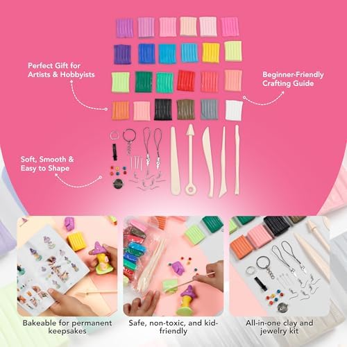 Incraftables Polymer Clay Kit – 24-Color Non-Toxic Oven-Bake Clay Set with Tools, Cutters, Molds, Jump Rings & Keychain Rings for Jewelry, Miniatures & Sculpting - Image 3