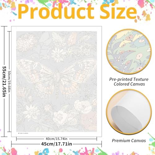 Moth Paint by Numbers Kit for Adults, 16x20 inch - Image 3
