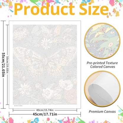 Moth Paint by Numbers Kit for Adults, 16x20 inch - Image 3