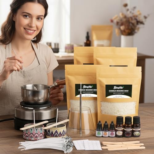 Blingfun Candle Making Kit for Beginners, Soy Wax Candle Making Supplies with Natural Soy Wax, Essential Oils, Color Dye, Melting Pitcher & Wick Set, DIY Home Craft Gift for Adults & Women - Image 3