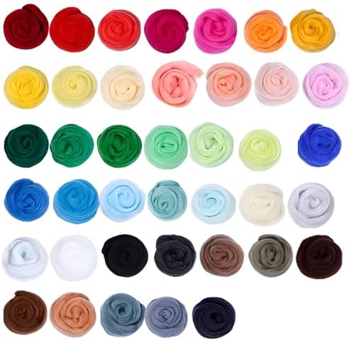 Catopia 40-Color Wool Roving Set – Generous 120g Fibre for Needle Felting, Wet Felting, Blending, and DIY Crafts，no Tools,only wools(40c roving Wool) by Catopia