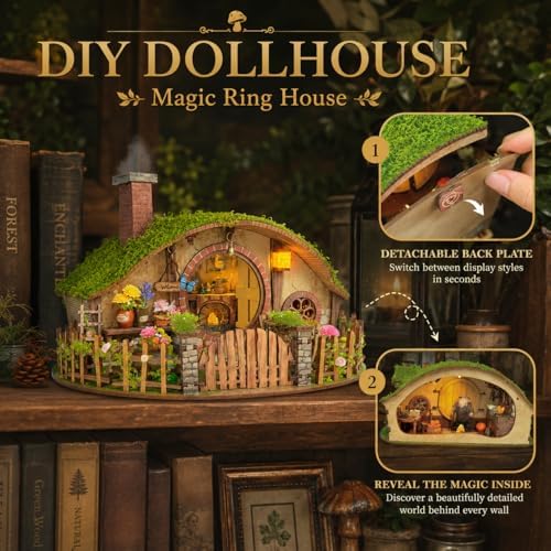 Roroom DIY Miniature House Kit, Fantasy Hillside Cottage Dollhouse Kit - Image 3