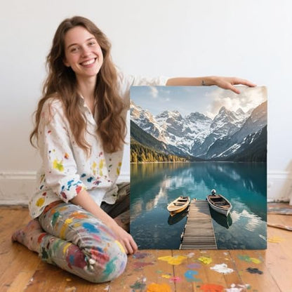 ACANDYL Paint by Numbers Kit for Adults Beginner Mountain Paint by Number for Adults Canvas Painting by Number Lake Landscape Acrylic Painting on Canvas Arts Craft Kits Decor 16x20 Inch - Image 5