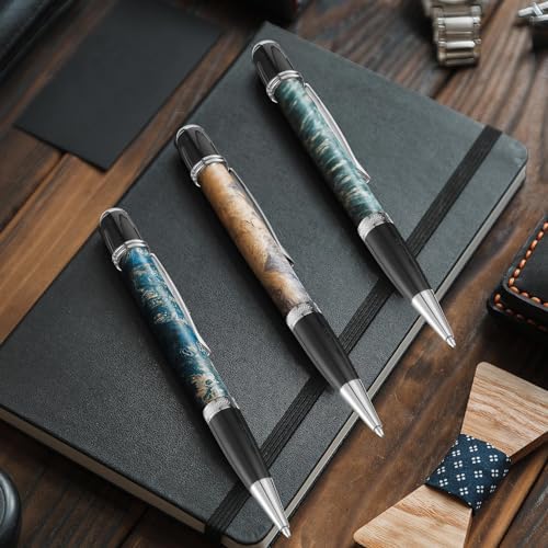Colarr 12 Pack Woodturning Pen Kit Twist Ballpoint Pen Kit, Silver - Image 4