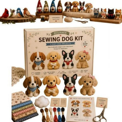 Sewing Kit for Beginners, DIY Felt Sewing Craft Kit with Pre-Cut Fabric & Instructions, Handmade Plush Animal Craft Set for Adults & Teens (Bird) (Dog) by Unknown