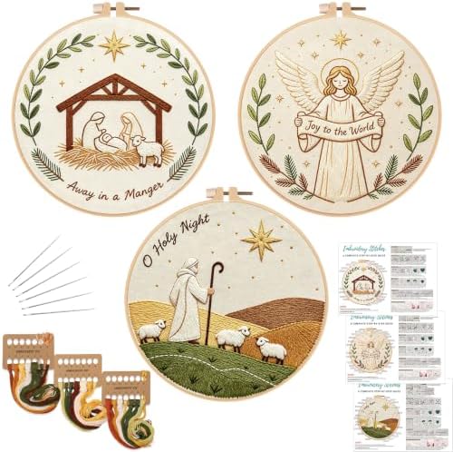 Louise Maelys 3 Set Christmas Embroidery Kit for Beginners, Faith DIY Craft by LouiseMaelys