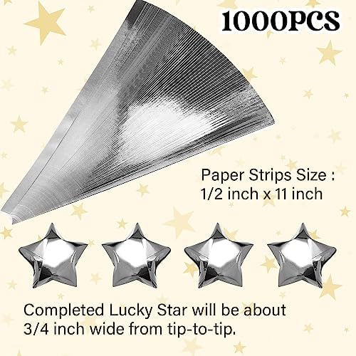Kigeli 1000 Sheets Origami Star Paper Strips,Silver,Solid Style - Image 4
