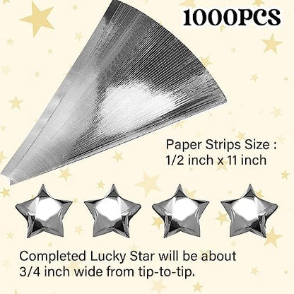 Kigeli 1000 Sheets Origami Star Paper Strips,Silver,Solid Style - Image 4