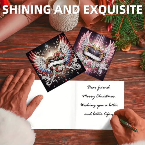 6PCS Wing Diamond Art Painting Greeting Cards Kit with Envelopes - 5D DIY Diamond Art Card Kits for Adults - Handcrafted Postcards for Birthday & Holiday - Image 3