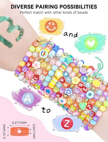 ARTDOT 1400 Pieces Letter Beads for Friendship Bracelets Making Kit, 28 Styles Assortment Jewelry Making Supplies Alphabet Beads Set with Cases Preppy Crafts Gifts, Multicolor Transparent - Image 3