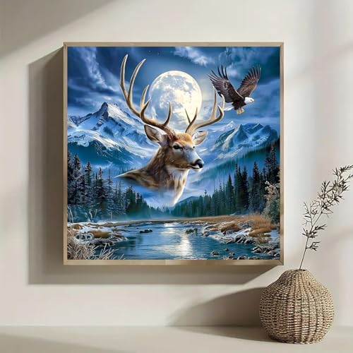 Lophomie Diamond Art Kits for Adults, 5D Deer & Eagle Diamond Painting Kits - Image 3