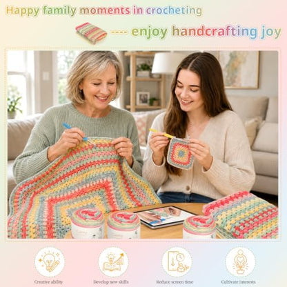 Coopay Crochet Kit for Beginner Crochet Blanket Kit w/Step-by-Step Tutorial - Image 4