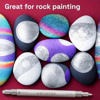 ARTISTRO Silver Dual-Tip Acrylic Paint Marker Pens - Set of 5 - Image 7