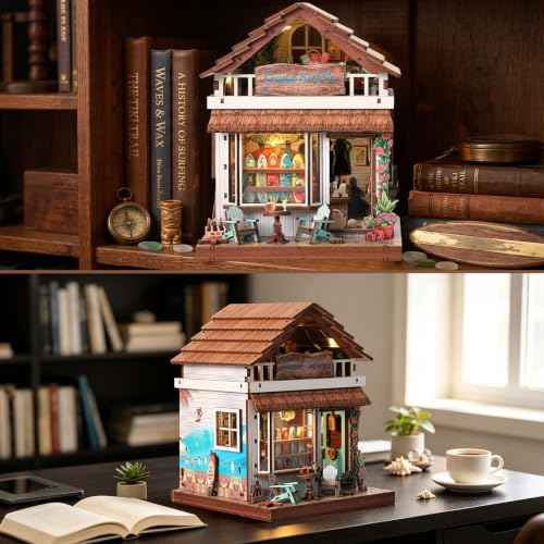 Mini House Miniature Dollhouse Kit, 3D Wooden Puzzle Book Nook Kit - Image 5