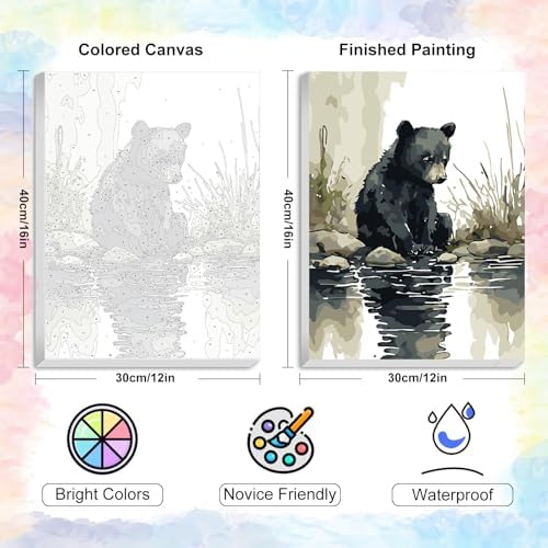 Yezavesu Bear Framed Paint by Numbers Kit for Adults Beginner - Image 3