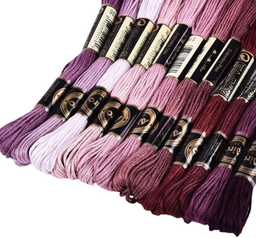 12 Skeins 105 Yards 6 Strands Dark Purple Friendship Bracelet String Embroidery Floss Yarn Gradient Variegated Cross Stitch Bulk Cord Thread Set for Sewing Making Knitting DIY Crafts Supply - Image 7
