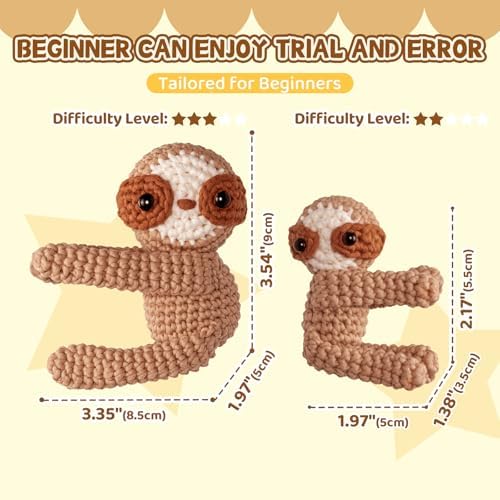 Mewaii Crochet Kit for Beginners, 2 Pack Sloth Craft Set - Image 5