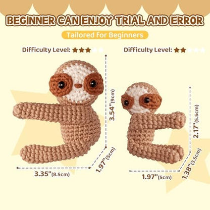 Mewaii Crochet Kit for Beginners, 2 Pack Sloth Craft Set - Image 5