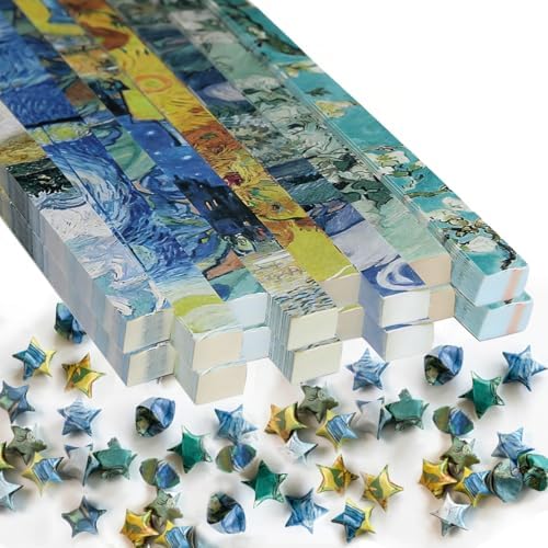 Star Origami Paper, DIY Origami Paper Star Strips (Chasing Light Blue Yellow 1080 sheets) by Niidder
