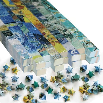 Star Origami Paper, DIY Origami Paper Star Strips (Chasing Light Blue Yellow 1080 sheets) by Niidder