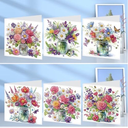 Diamond Art Cards with Envelopes–6PCS DIY Diamond Painting Greeting Cards Kit | Card Making Kit with Bling for Adults & Beginners | Birthday,Holiday & Thank You Cards (Bouquet) - Image 2