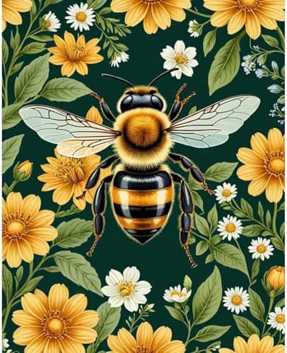 Yezavesu Paint by Numbers Kit for Adults Beginner, Bee Adult Paint by Number Kits on Canvas Without Frame, DIY Acrylic Flowers Painting by Numbers for Home Wall Decor Gift 16x20 Inch by Yezavesu