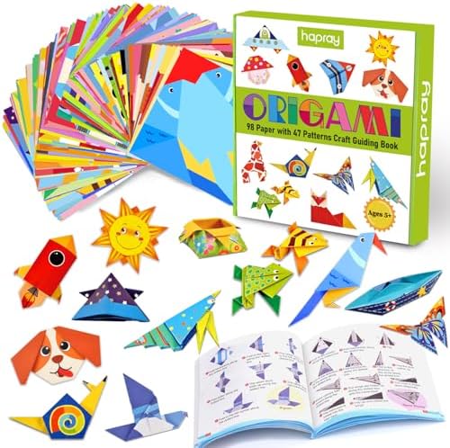 hapray Origami Kit for Kids, 98 Paper with 47 Patterns, Origami Instruction by hapray
