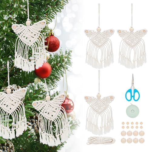 ORIGACH 3 Sets DIY Macrame Angel Kit, Boho Macrame Angel Wall Hanging Ornament, Macrame DIY Kit Tutorial for Adults - Image 2