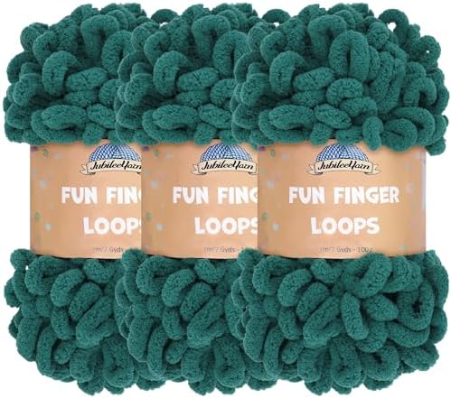 JubileeYarn Fun Finger Loops Yarn - Jade - 3 Skeins by BambooMN