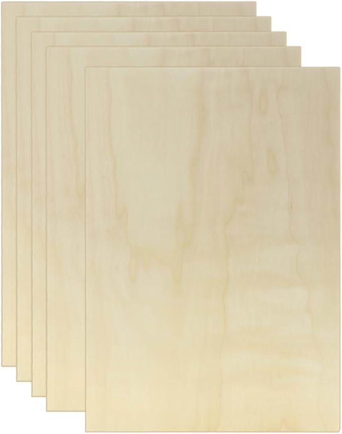 5 Pack Basswood Sheets for Crafts, 12 x 16 x 1/2 Inch 12mm Thin Plywood Sheets Unfinished Bass Wood Boards for Arts and Crafts, Painting, Pyrography, Wood Engraving, Wood Burning, Architectural Models
