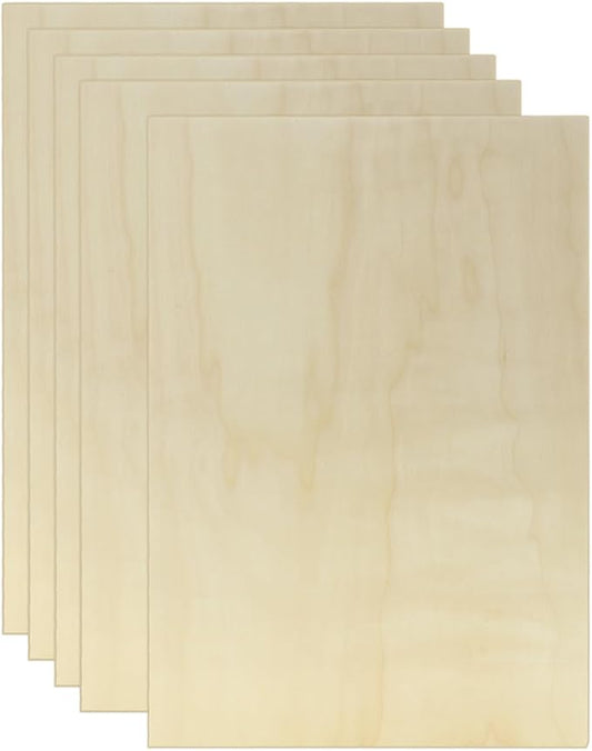 5 Pack Basswood Sheets for Crafts, 12 x 16 x 1/2 Inch 12mm Thin Plywood Sheets Unfinished Bass Wood Boards for Arts and Crafts, Painting, Pyrography, Wood Engraving, Wood Burning, Architectural Models