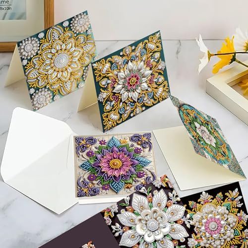 MaiYiYi 6 Packs DIY Mandala Diamond Art Birthday Greeting Cards - Image 4