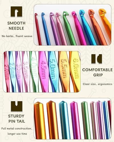 Coopay Crochet Hooks Set-19PCS Metal Crochet Needles with Stitch Markers - Image 5