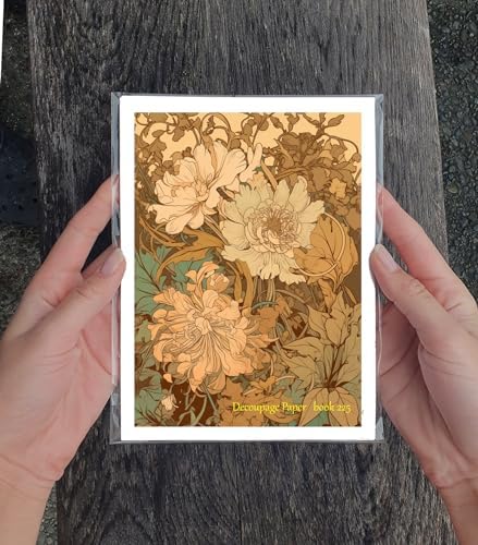 Decoupage Paper Pack (35 Sheets 6"x8") Incredible Intricate Yellow and Green Flower Illustrations FLONZ Vintage Illustration Pictures Cards for Decoupage, Craft and Scrapbooking - Image 3