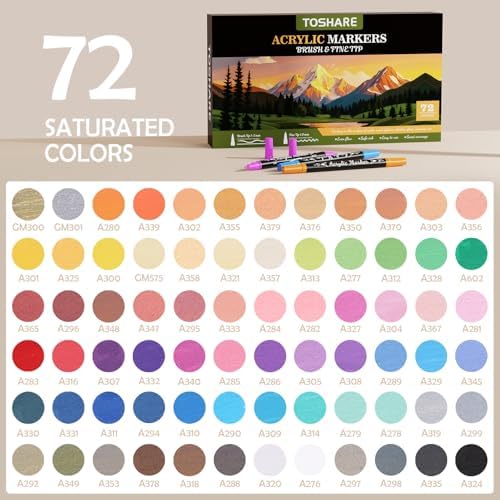 72 Colors Precision Dual Tip Acrylic Paint Markers Pens - Brush & Fine - Image 6