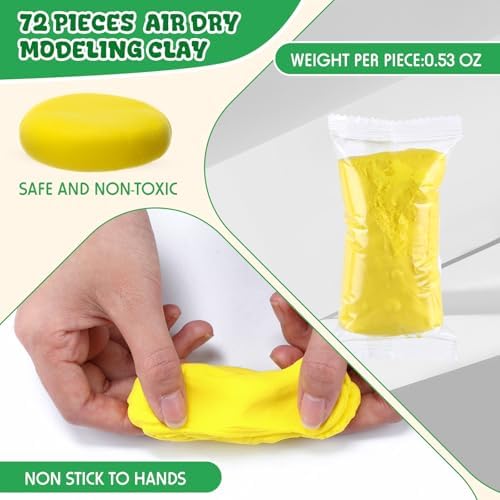 VioraWhite 72 Pcs 38oz Air Dry Clay Bulk Modeling Clay,Green and Yellow - Image 2