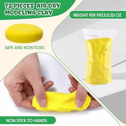 VioraWhite 72 Pcs 38oz Air Dry Clay Bulk Modeling Clay,Green and Yellow - Image 2