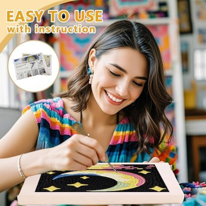 DOODLREAM Moon Starry Sky DIY Punch Needle Embroidery Kit for Beginner - Image 3